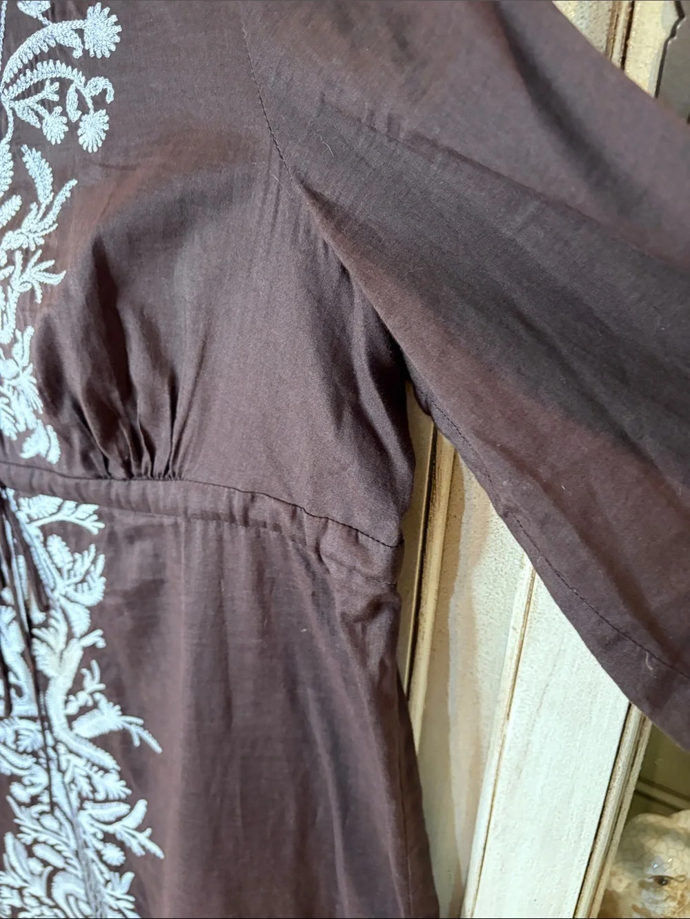 NWOT Michael Kors Brown Tunic Swim Coverup with White Embroidery